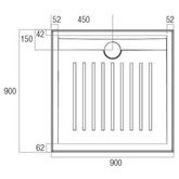 Oceano Stonelite Access Anti Slip Shower Base Rear Outlet Chrome Waste - 900 x 900mm